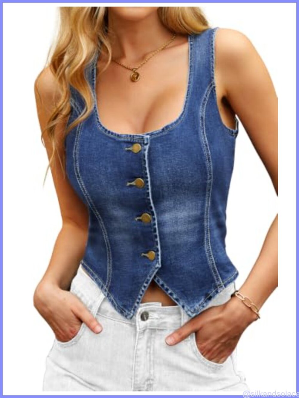 Cropped Denim Vest Sleeveless U-Neck Y2K Women's Top
